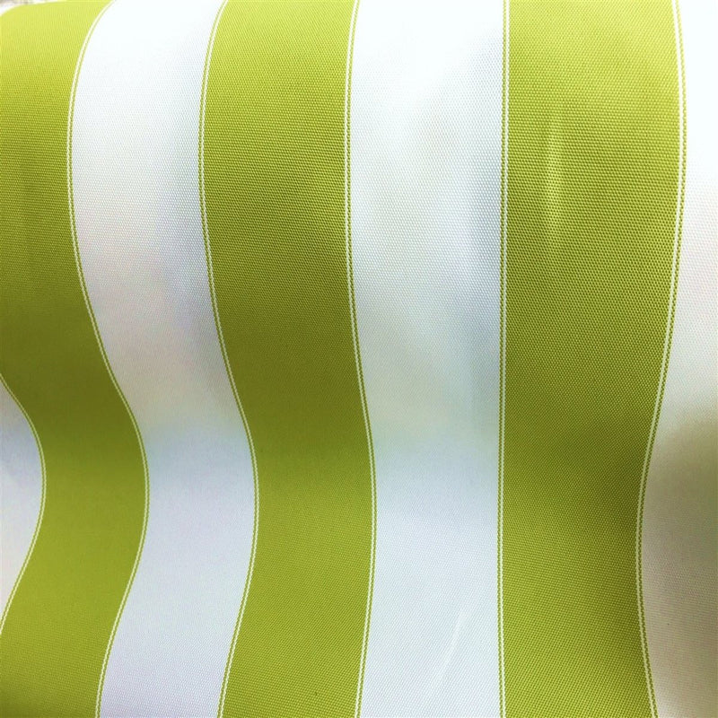 Lime Green White Striped Outdoor Canvas Fabric