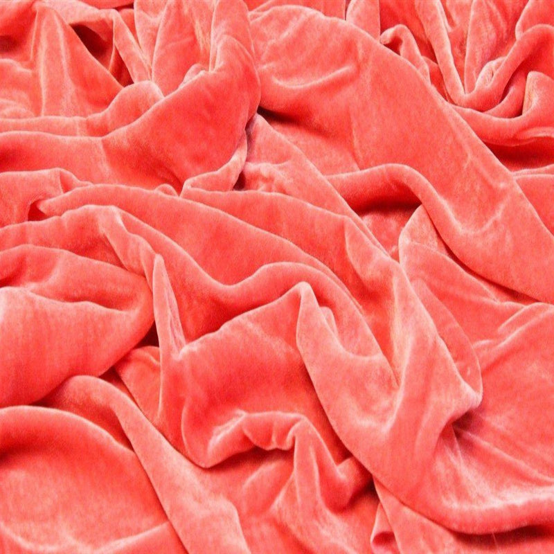 Coral Silk Velvet Fabric