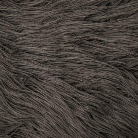 Charcoal Gray Mongolian Long Pile Faux Fur Fabric