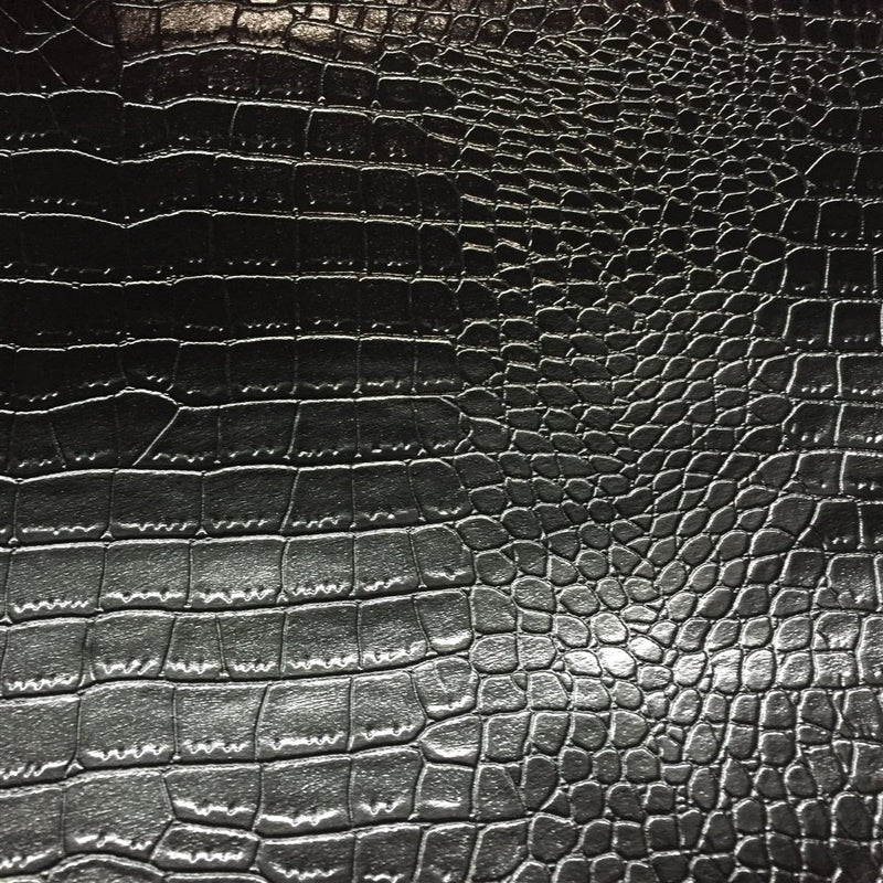 Black Embossed Crocodile Vinyl Fabric