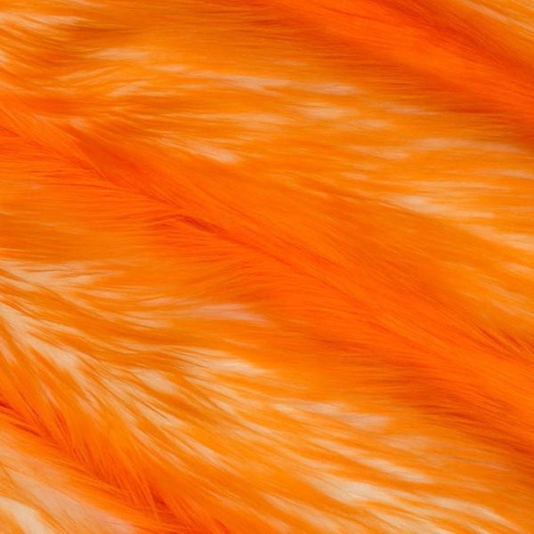 Orange | White Snow Luxury Faux Fur Shag Fabric