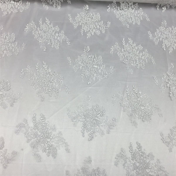 White Oswald Embroidered Lace Fabric