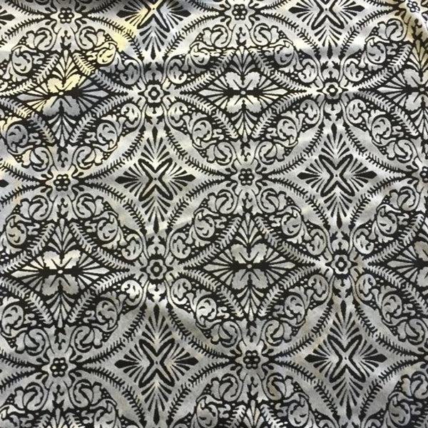 Silver Black Lili Burnout Stretch Velvet Spandex Fabric