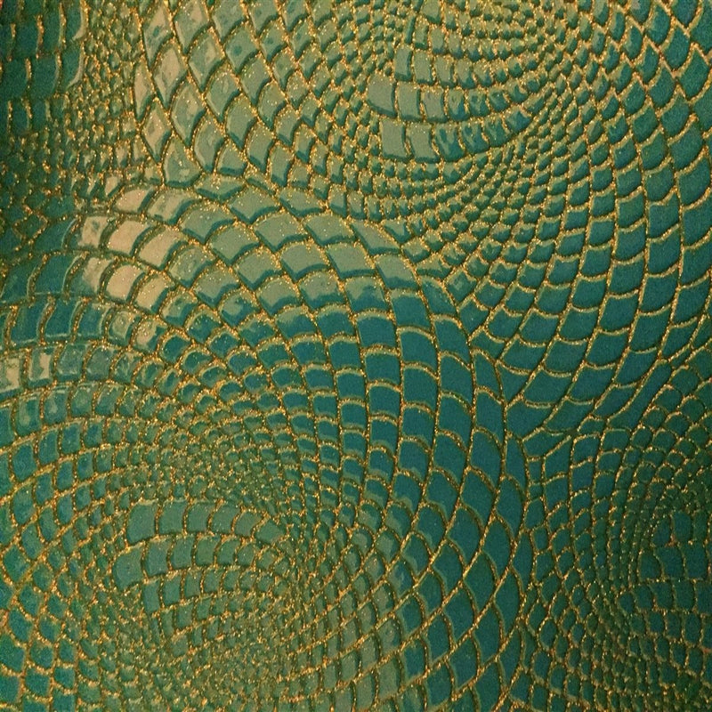 Gold | Turquoise 2-Tone Galaxy Swirl Vinyl Fabric