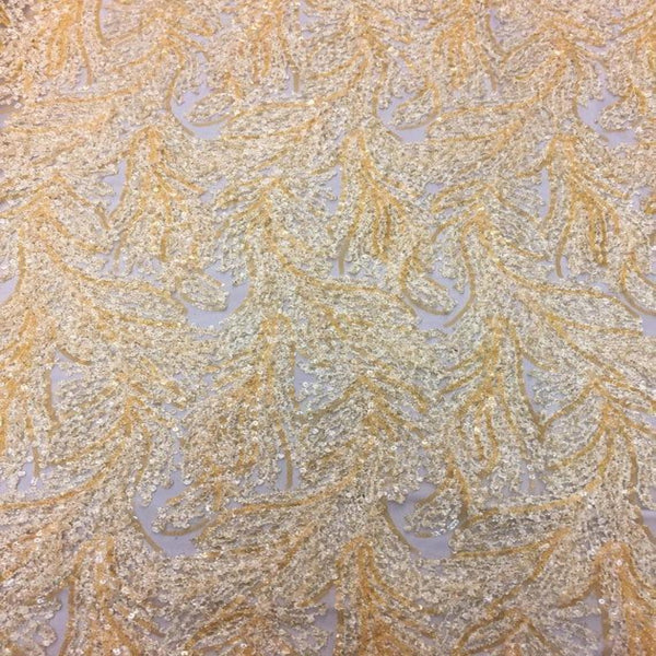 Yellow Cozy Pop Thread Floral Sequins Lace Fabric