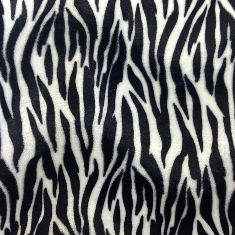 White Small Zebra Velboa Faux Fur Fabric