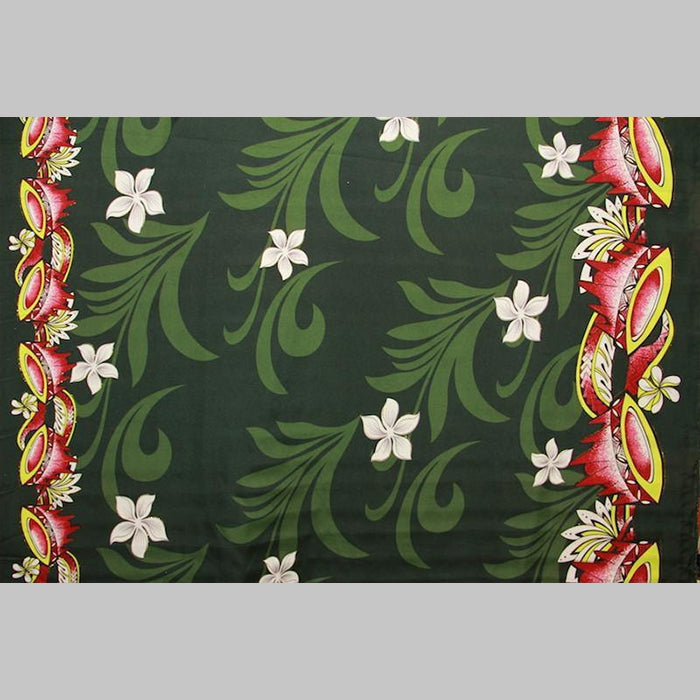 Kava Bowl Tiare Palm Leaves Double Border Fabric | Polyester l Spandex Palace