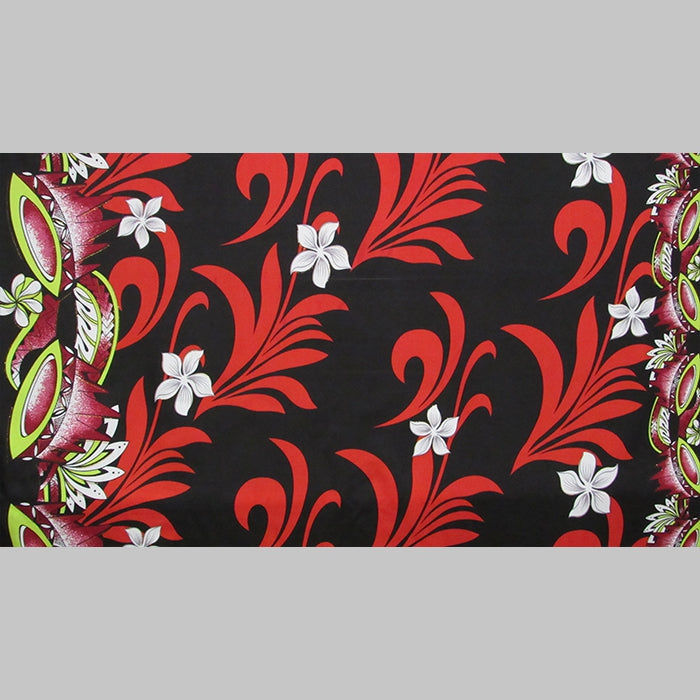 Kava Bowl Tiare Palm Leaves Double Border Fabric | Polyester l Spandex Palace