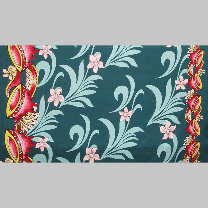 Kava Bowl Tiare Palm Leaves Double Border Fabric | Polyester l Spandex Palace