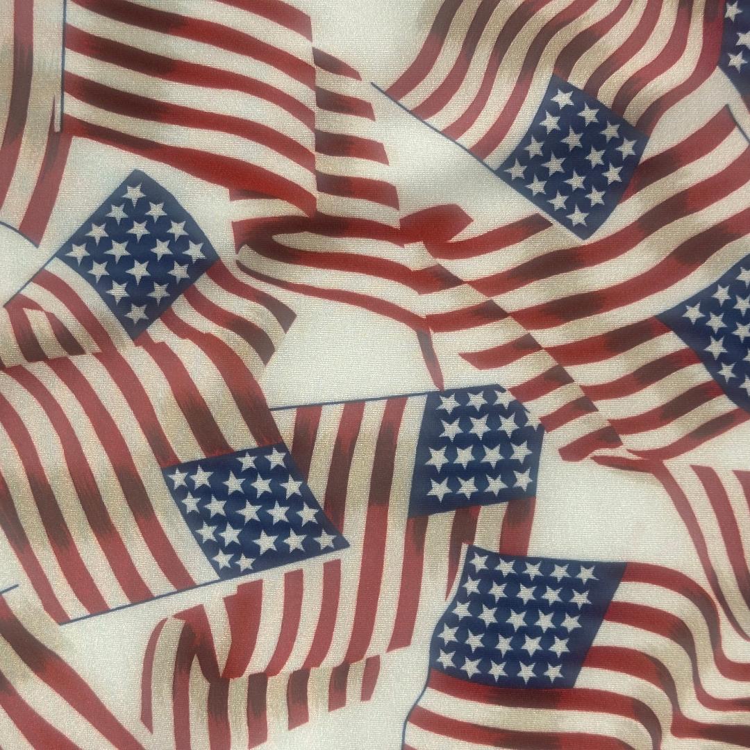 US Flag Print Spandex | Professional 4-Way Stretch Patriotic Fabric | Spandex Palace Red White Blue