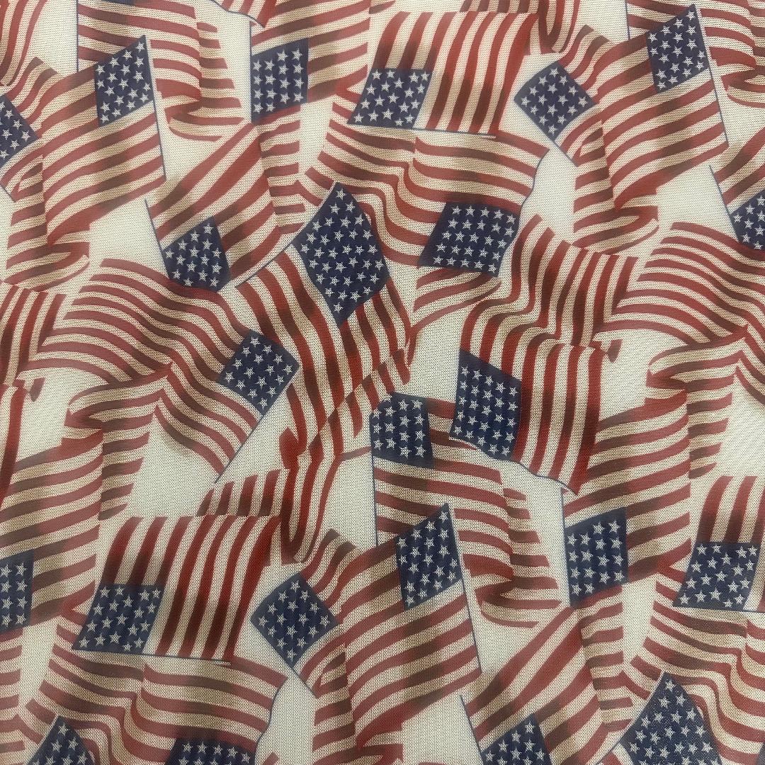 US Flag Power Mesh | Professional 4-Way Stretch Patriotic Fabric | Spandex Palace Red White Blue