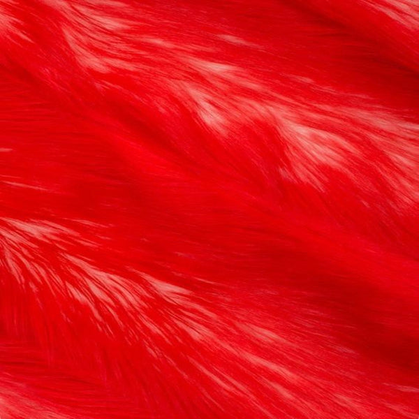 Red | White Snow Luxury Faux Fur Shag Fabric