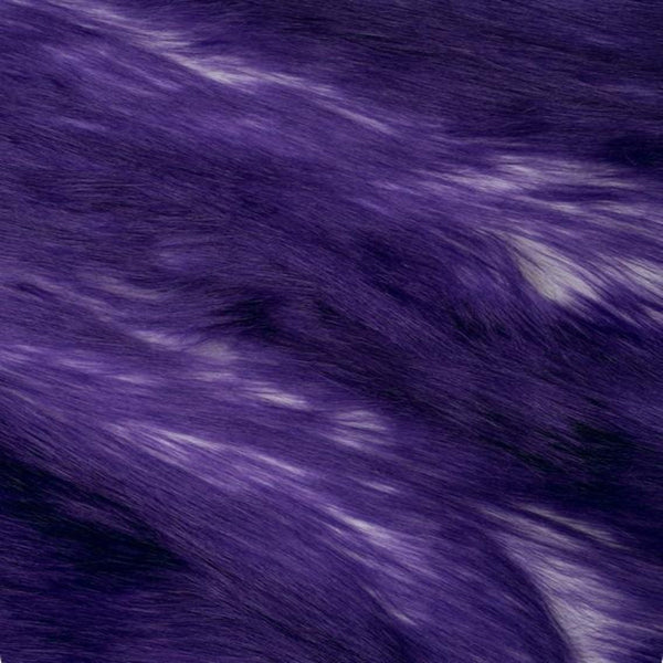 Dark Purple | White Snow Luxury Faux Fur Shag Fabric