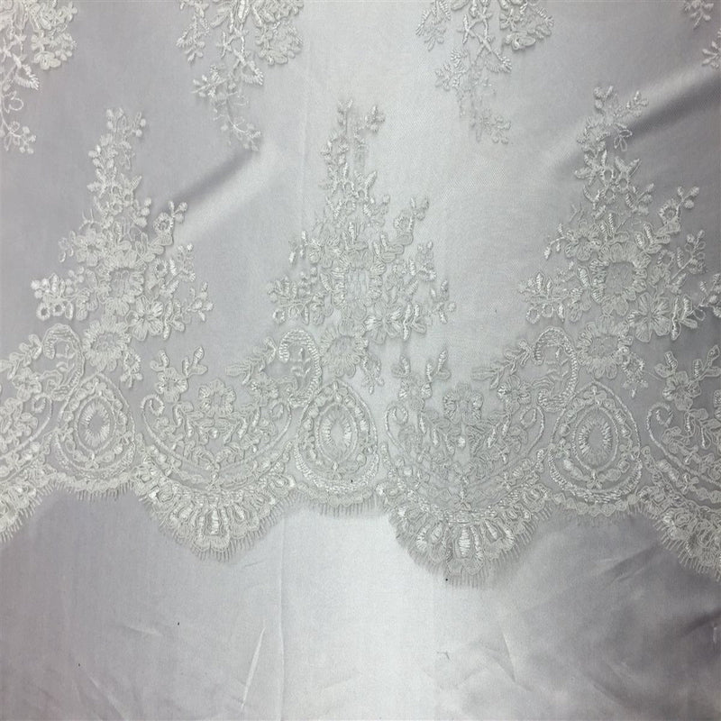 Off White Oswald Embroidered Lace Fabric