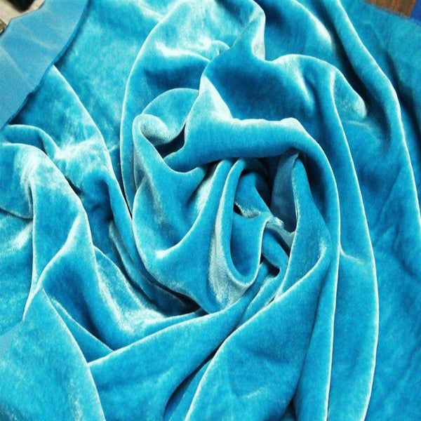 Turquoise Silk Velvet Fabric