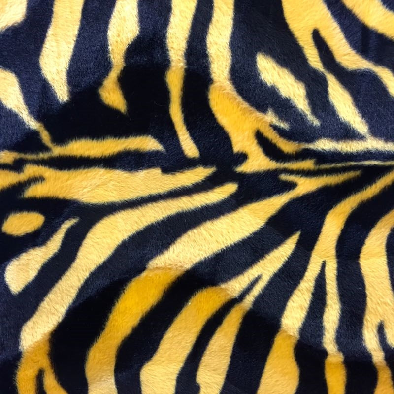 Yellow Big Zebra Velboa Faux Fur Fabric