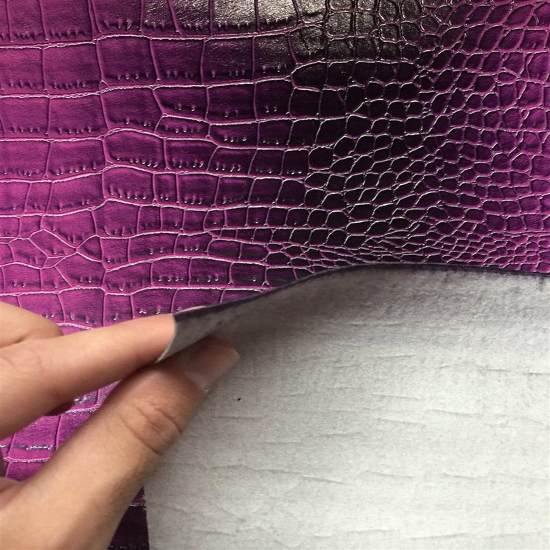 Lilac Purple Two Tone Embossed Crocodile Vinyl Fabric