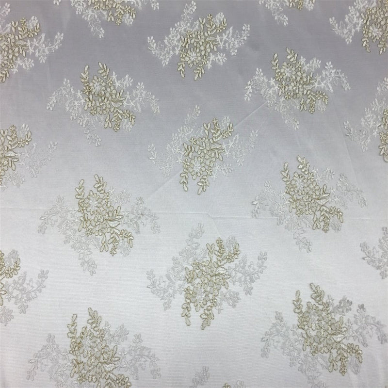 Ivory Gold Oswald Embroidered Lace Fabric