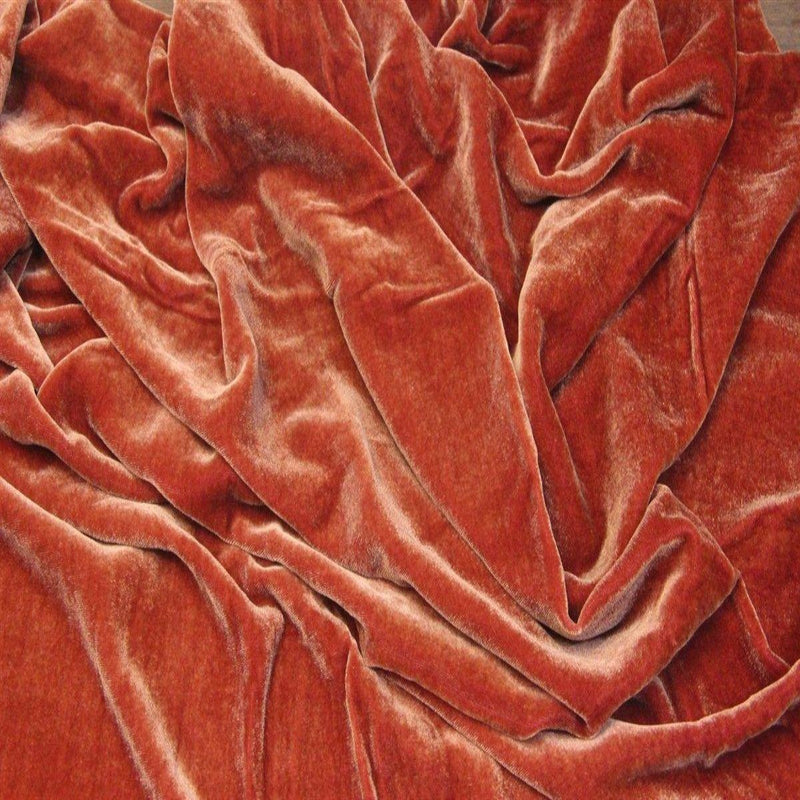 Light Cognac Brown Silk Velvet Fabric