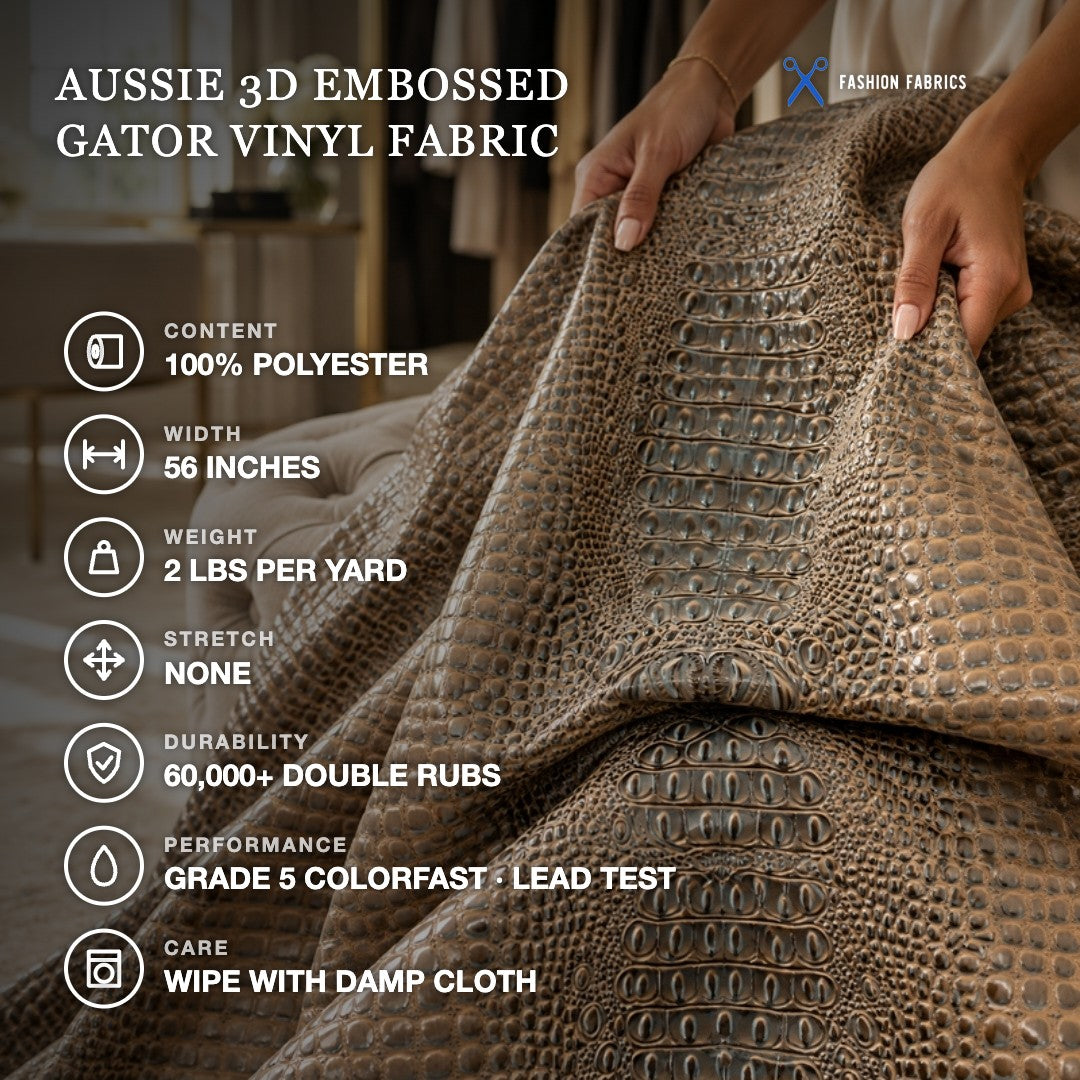 Aussie 3D Embossed Gator Vinyl Fabric