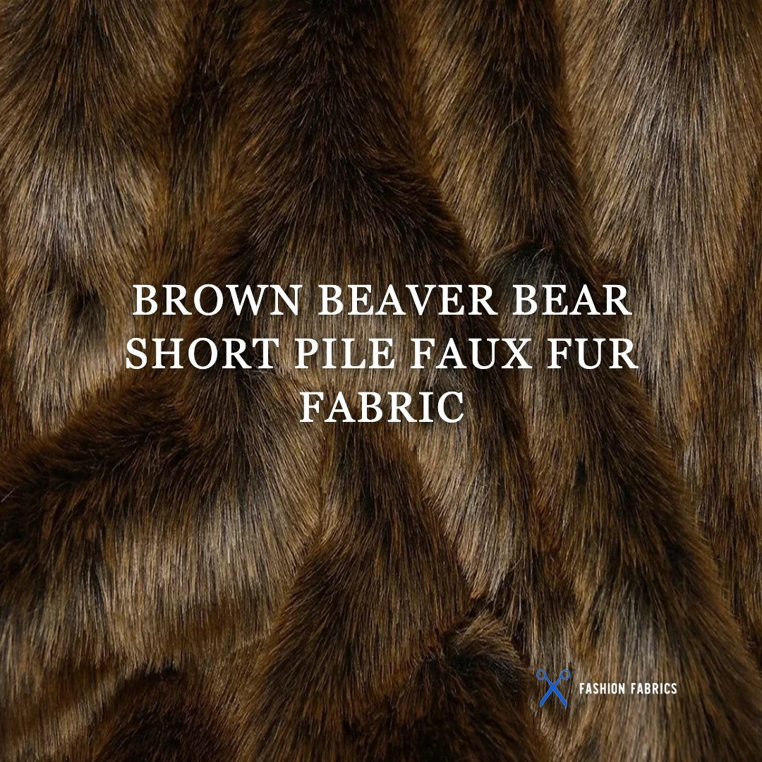 Brown Beaver Bear Short Pile Faux Fur Fabric
