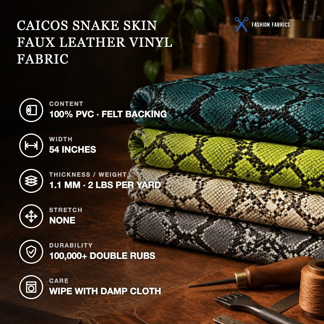 Caicos Snake Skin Faux Leather Vinyl Fabric