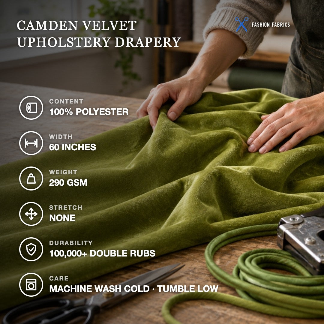 Camden Velvet Polyester Upholstery Drapery Fabric