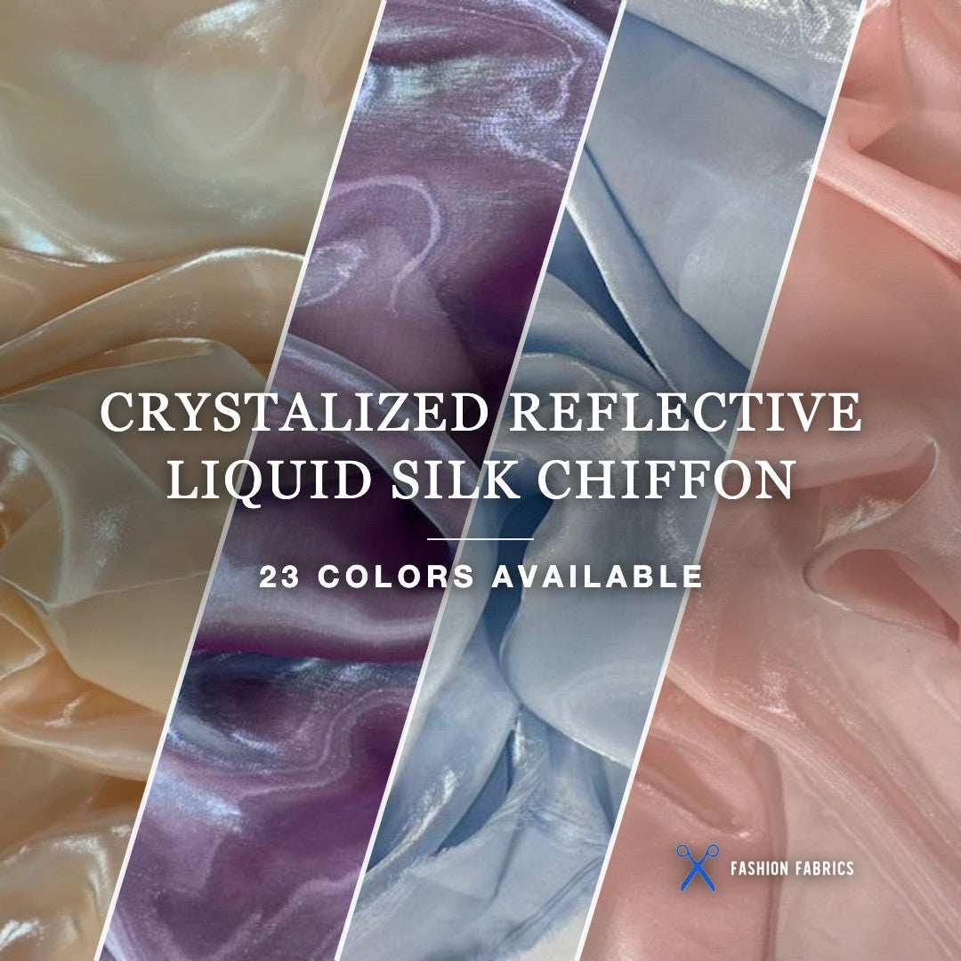 Crystalized Reflective Liquid Faux Silk Chiffon Fabric
