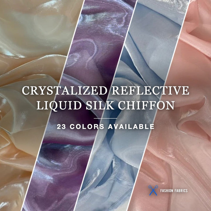 Crystalized Reflective Liquid Faux Silk Chiffon Fabric