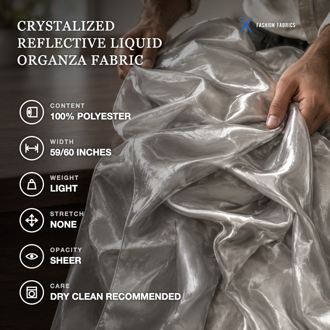 Crystalized Reflective Liquid Organza Fabric