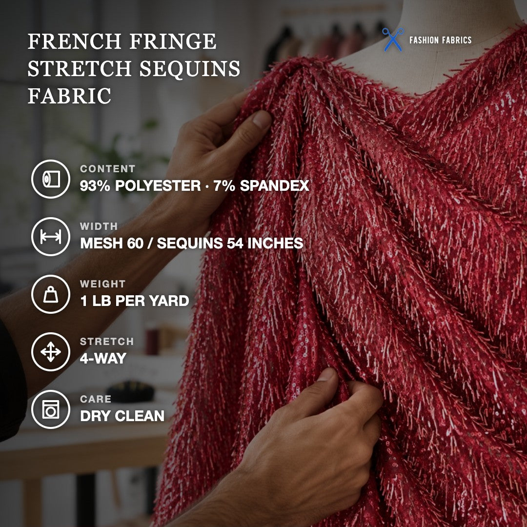 French Fringe Stretch Sequins Fabric
