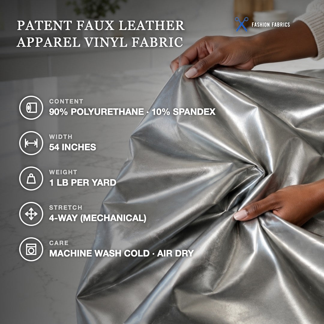 Patent Faux Leather Apparel Vinyl Fabric