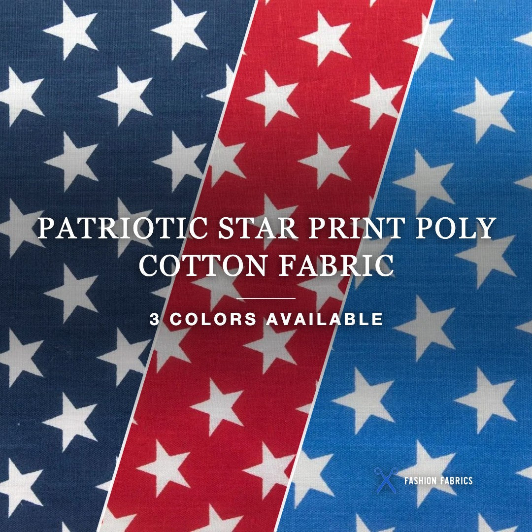 Patriotic Star Print Poly Cotton Fabric