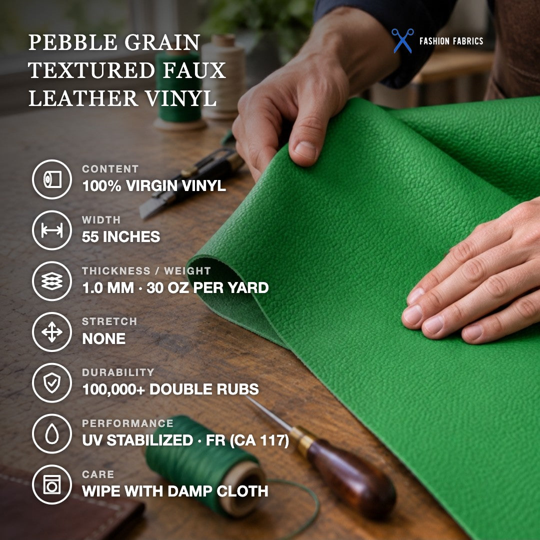 Pebble Grain Textured Faux Leather Vinyl Fabric