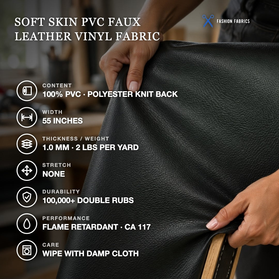 Soft Skin PVC Faux Leather Vinyl Fabric