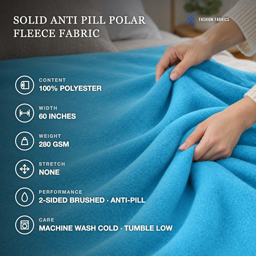 Solid Anti Pill Polar Fleece Fabric