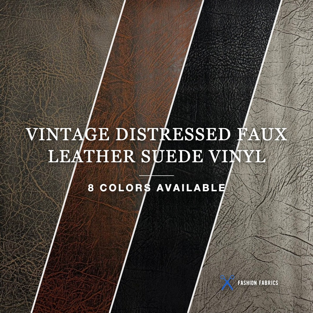 Vintage Distressed Faux Leather Suede Vinyl Fabric