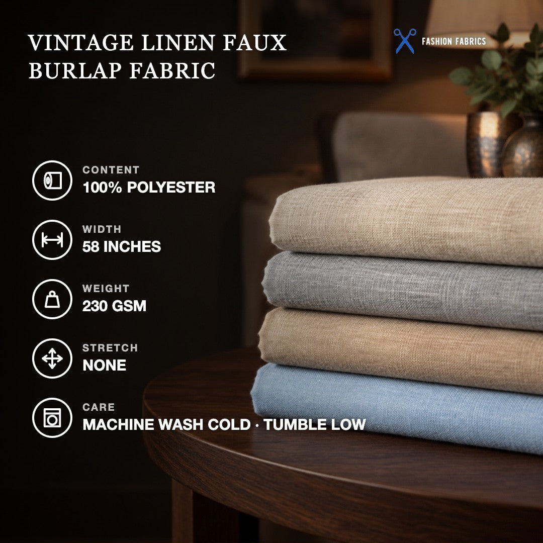 Vintage Linen Faux Burlap Fabric