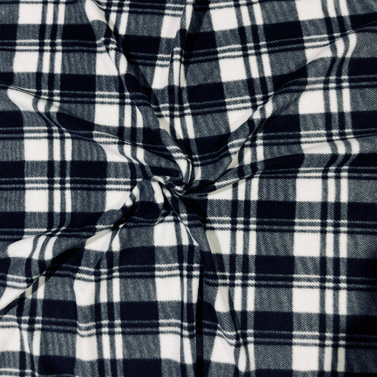 Anti-Pill Polar Fleece Fabric by the Yard – Plaid Black & White 60"