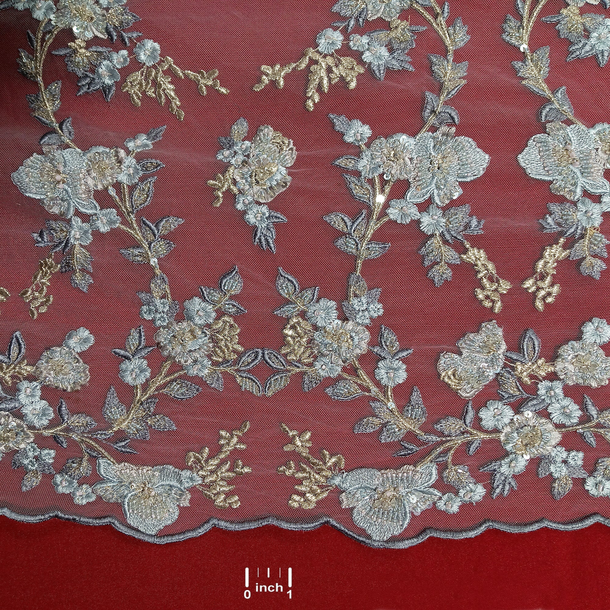 Beaded Lace Fabric Embroidered on 100% Polyester Net Mesh | Lace USA - GD-117