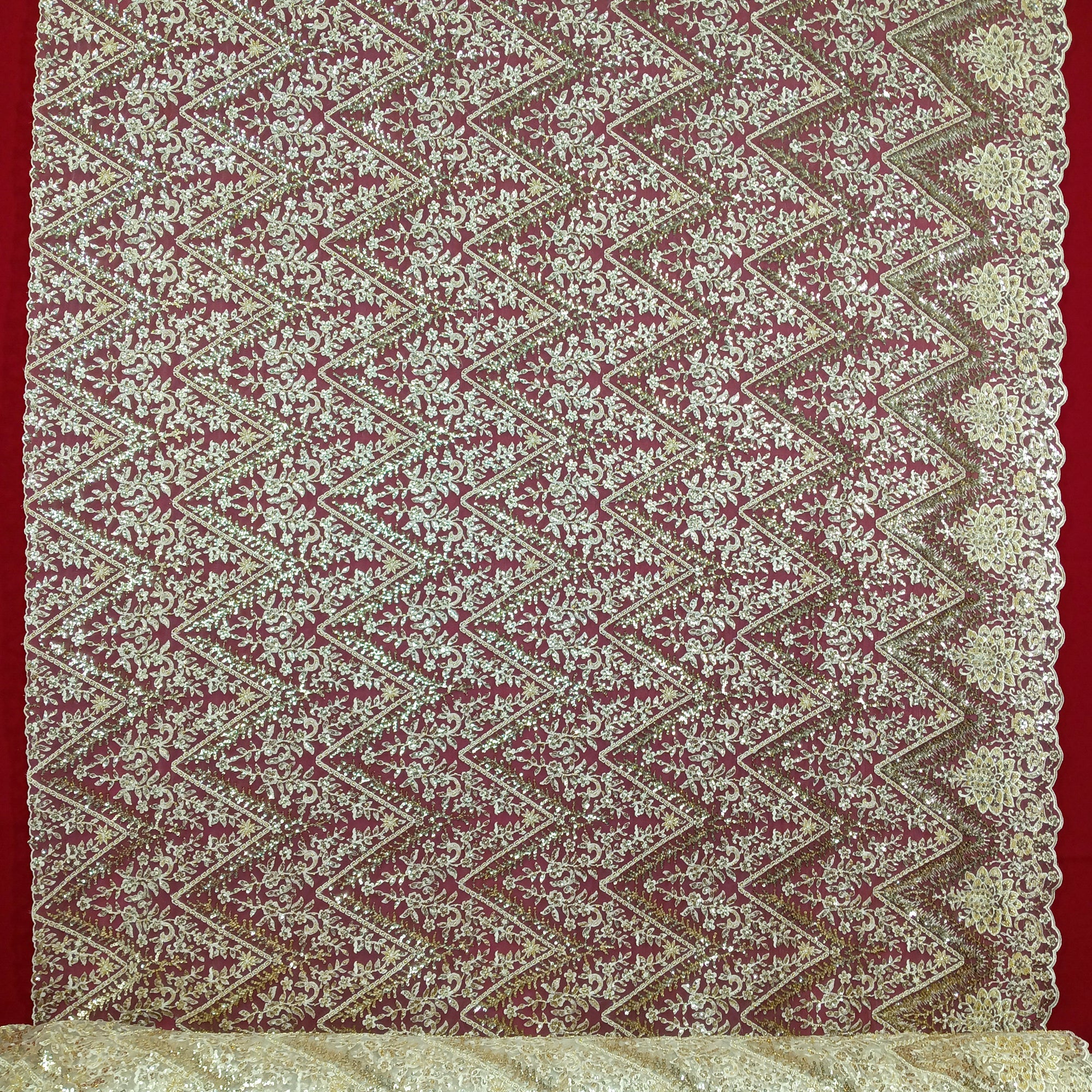 Beaded & Sequined Lace Fabric Embroidered on 100% Polyester Net Mesh | Lace USA - GD-66722