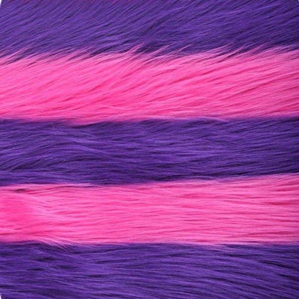 Striped Long Pile Faux Fur Fabric