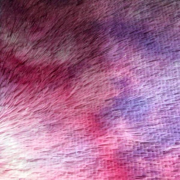 Purple Multi Color Dye Fuzzy Faux Fur Fabric