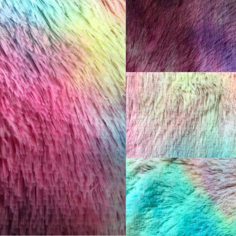 Purple Multi Color Dye Fuzzy Faux Fur Fabric