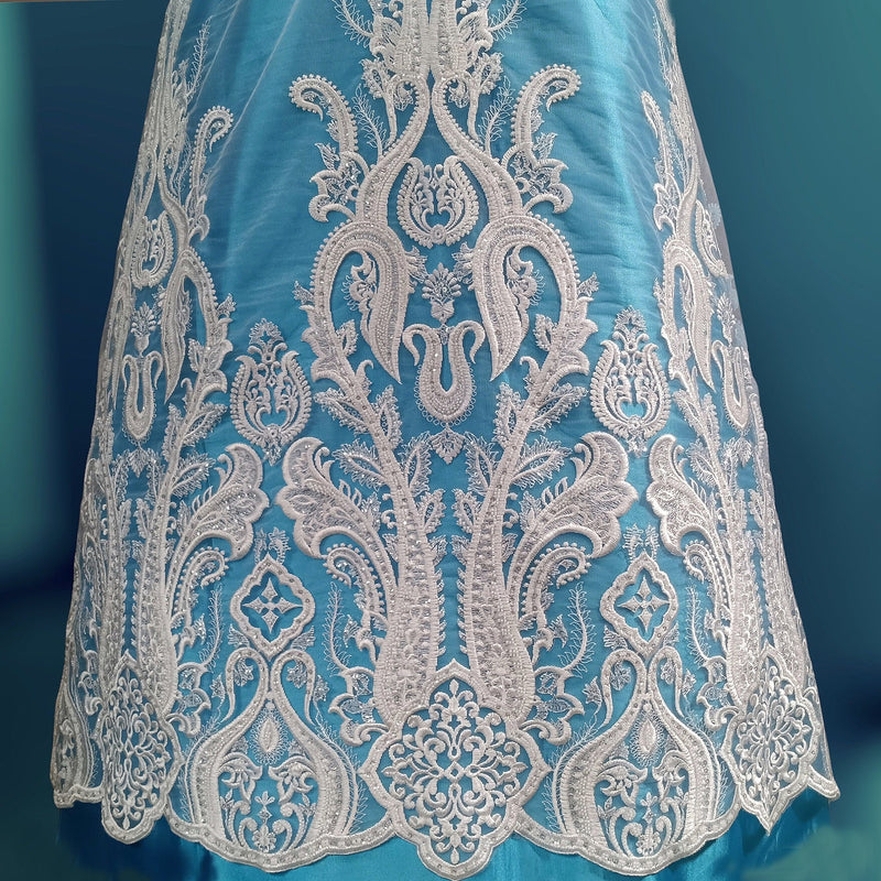 Beaded Lace Fabric Embroidered on 100% Polyester Net Mesh | Lace USA - GD-61416
