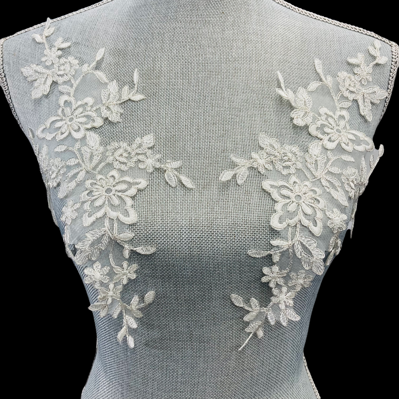 Corded Floral Applique for Wedding, Christening & Flower Girl Dresses | Lace USA - 95788N