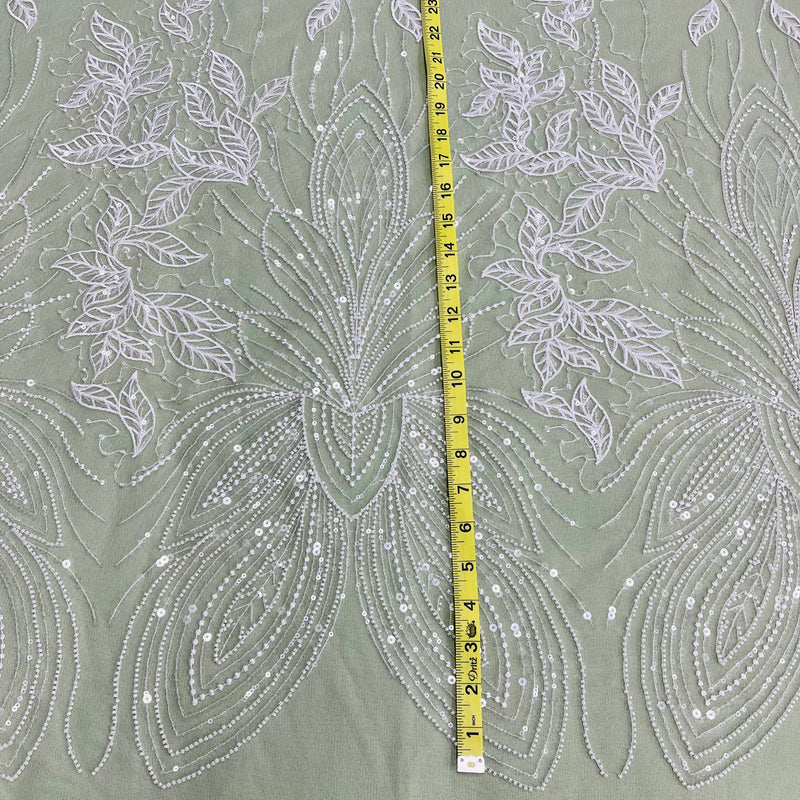 Beaded Lace Fabric Embroidered on 100% Polyester Net Mesh | Lace USA - GD-2918