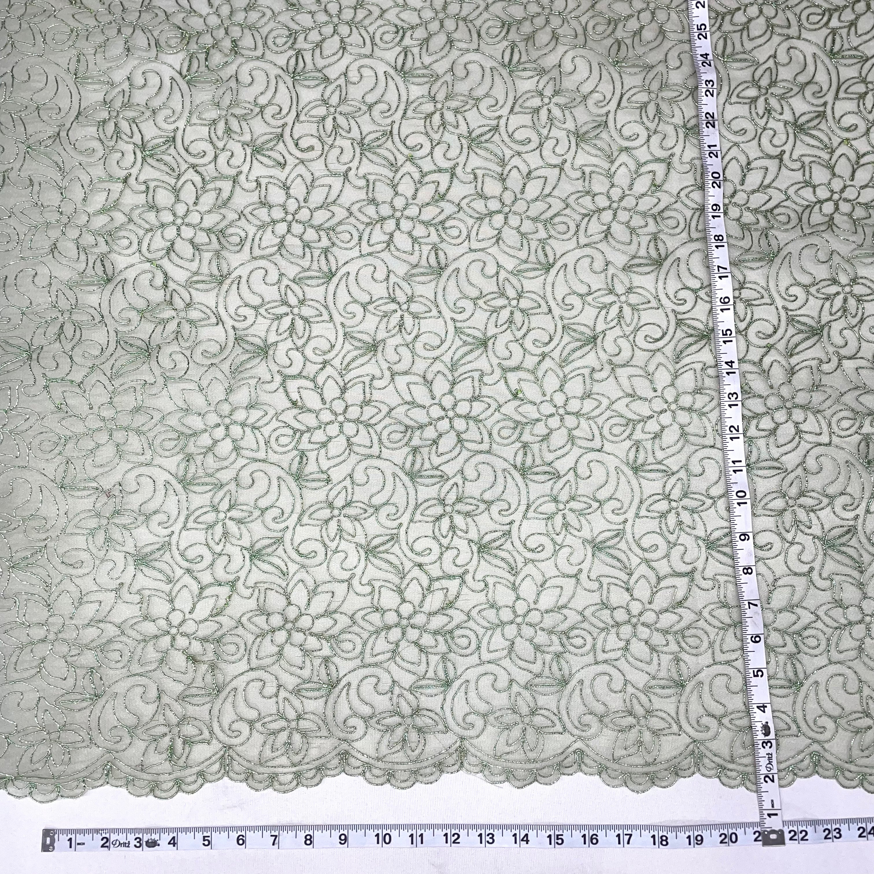 Corded Bridal Lace Fabric Embroidered on 100% Polyester Net Mesh | Lace USA - 91075W