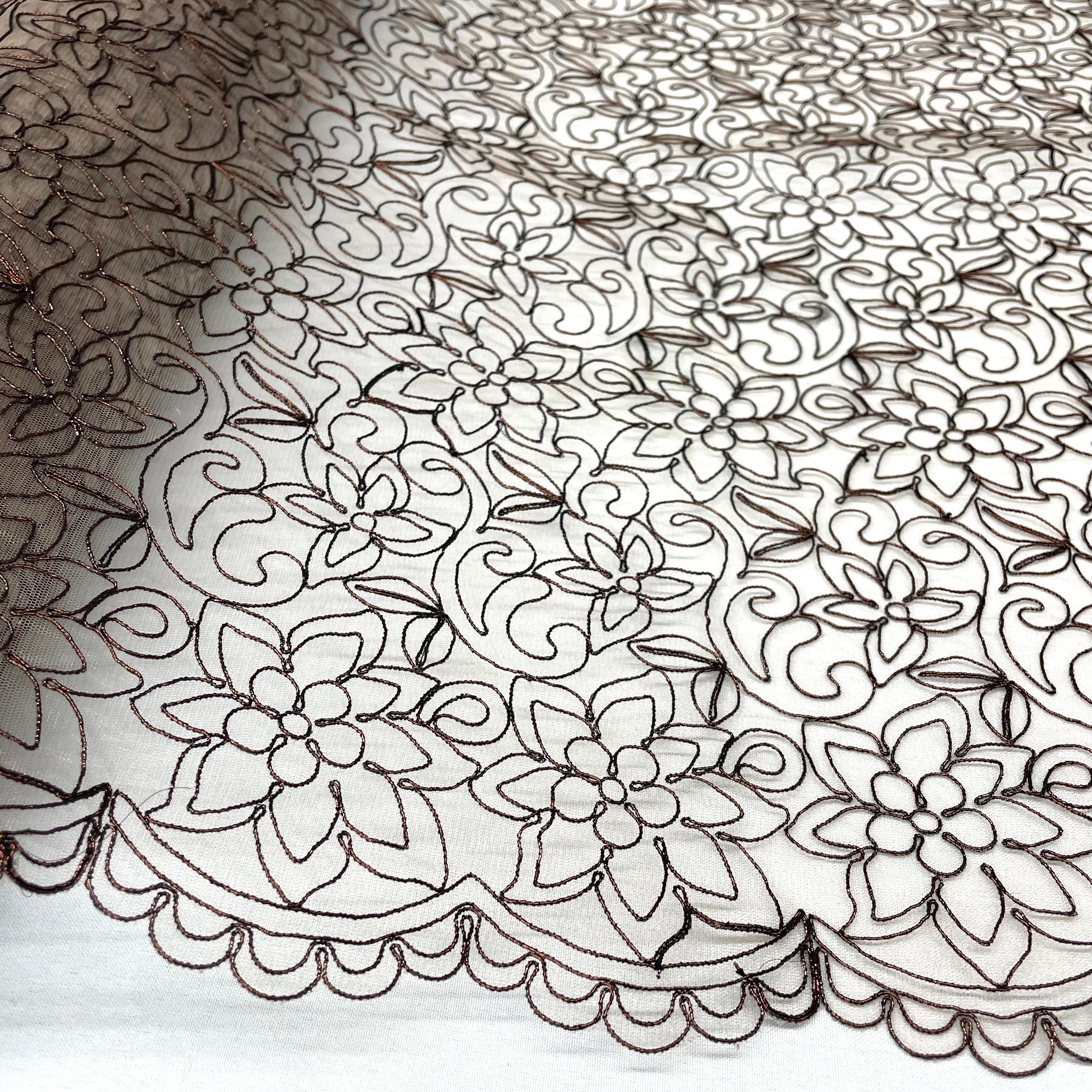Corded Bridal Lace Fabric Embroidered on 100% Polyester Net Mesh | Lace USA - 91075W