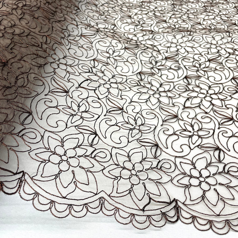 Corded Bridal Lace Fabric Embroidered on 100% Polyester Net Mesh | Lace USA - 91075W